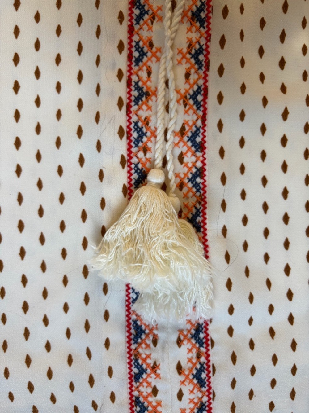 Embroidered Boho Cream Halter Camisole with Tassel Detail - Picture 4 of 7